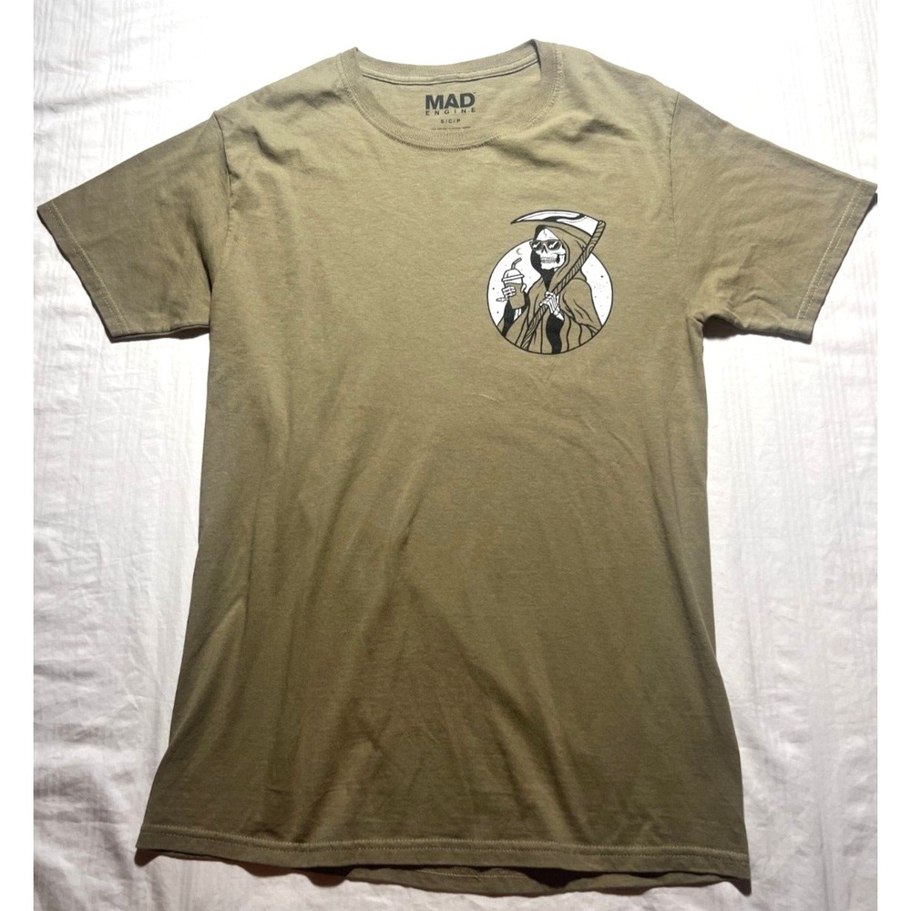 Mad Engine T-Shirt Mens Small Brown Round Neck Short Sleeve Logo Chill Vibes